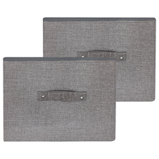 棉麻收納箱 玩具箱/衣物收納箱/摺疊收納箱/三層櫃抽屜 1.5kg, 麻灰色, 2個