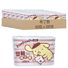 布丁狗 塑軸棉花棒, 200支, 60包