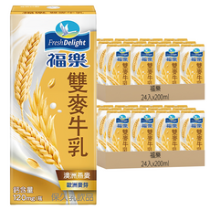 福樂 雙麥保久乳 200ml*48入, 澳洲黃金燕麥+歐洲精選麥芽, 無添加香料色素