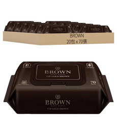 BROWN Vip Gold Brown 低敏濕紙巾 掀蓋式, 70張, 20包