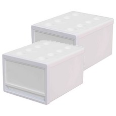 夾縫式堆疊抽屜收納櫃, 2個, 白色