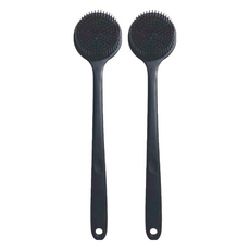 矽膠洗澡洗背刷, 38x8x3.5cm, 約130g, 經典黑, 1支, 2支