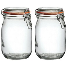 utopia 扣式玻璃密封罐 橘色 1L, 2個