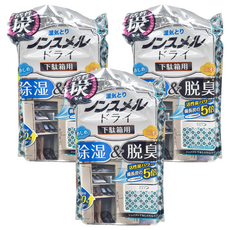 Hakugen Earth 白元 鞋櫃用除濕脫臭劑 活性炭無香, 76g, 3個