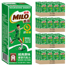 MILO 美祿 經典原味巧克力麥芽牛奶飲品, 小分子大麥和維生素B群, 高品質牛奶蛋白質, 乳含量>50%, 198ml, 96入