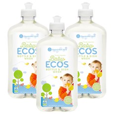 ECOS 嬰幼兒奶瓶餐具清潔液 500ml, 有效清潔奶垢油汙, 中性PH值溫和不殘留, 3瓶