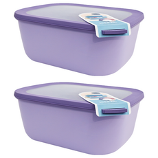 MEPAL 方形密封保鮮盒 深 3L 薰衣草紫, 2個