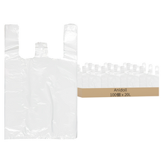 anidoll 手提超市乳白色塑膠袋, 20L, 100個