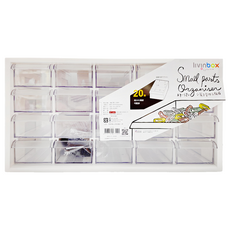 livinbox A9-520零件箱, 小型零件分類箱, 附20片隔板，可壁掛, 白色, 1個