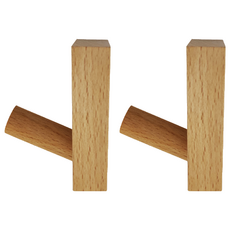 LifeShopping 免鑽孔實木掛勾, 櫸木, 2個