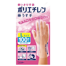 ST 雞仔牌 一次性手套 聚乙烯 極薄半透明 L, 100個, 1組