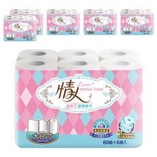 情人Lover 廚房紙巾捲筒 大尺寸220x214mm 超吸力, 6捲, 6袋