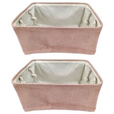 7822 Shop 生活選物 棉麻收納箱, 大號, 夢幻粉, 2個