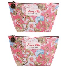 雙層防水萬用包 (收納包) 粉底花朵(小/約18*10公分) 2入 輕巧便攜 多功能收納