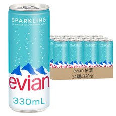evian 依雲 台灣公司貨 氣泡礦泉水, 330ml, 24罐