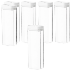 懶角落 易扣可疊式食物密封保鮮罐 1600ML, 耐熱耐冷 -20°C~60°C, 6個, Clear