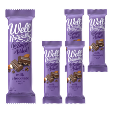 Well Naturally 無糖牛奶巧克力 黑醋栗杏仁, 45g, 5包