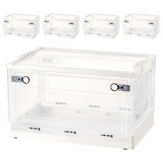 三開透明收納箱, 多種尺寸選擇, 中號( 47 x 35 x 23.5cm), 潔潔白 + 透明門, 5個