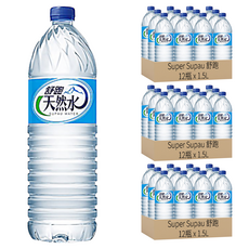 Super Supau 舒跑 天然水 大容量 Set 12瓶, 1.5L, 36瓶