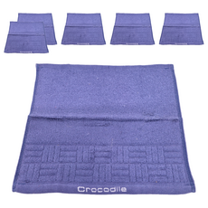 Crocodile 鱷魚 方格品味提花方巾 - 藍色, 33 x 33公分, 100%棉, 台灣製, 6條