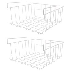 小麥購物 隔板下吊掛籃置物架 L2922, 2個, 白色