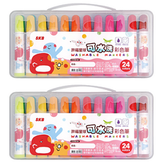 SKB 文明 胖福星球可水洗彩色筆套裝, 24色, 無毒安全, 2盒