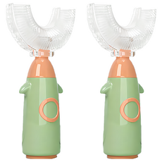 JAR嚴選 萌趣火箭幼兒U型牙刷 (額外加贈刷頭*2) - 綠色, 1入, 2支