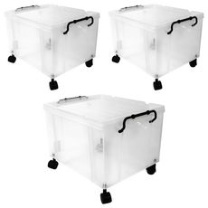 KEYWAY 聯府 耐久16型整理箱 附輪 CK-16 附輪設計方便移動 透明材質易於辨識, 3個