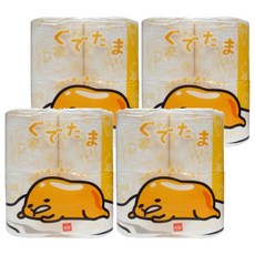 gudetama 蛋黃哥 印花滾筒衛生紙 100%原木紙漿 超細柔雙面印花 柔軟舒適, 30m, 4捲, 4袋