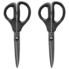 KOKUYO 國譽 SAXA 空氣彈力剪刀 氟加工 直刃, 黑色, 2支