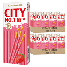 ARITA 有田製菓 城市一族 棒狀餅乾 草莓風味, 24盒, 25g