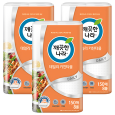 KleanNara 可綠納樂 捲筒式廚房紙巾 150枚, 8捲, 3袋