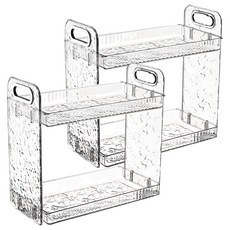 水波紋雙層收納架 31.5 x 29 x 16cm PET材質, 透明鍍銀, 2個