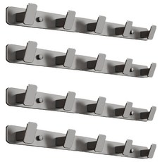 掛壁掛勾架，太空鋁 ABS材質，單勾/4鉤/5鉤，附免釘膠, 單色, 4個