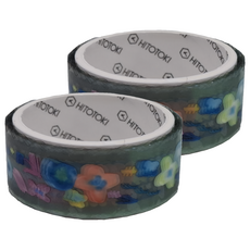 KING JIM HITOTOKI SODA 透明PET卷狀膠帶 軋型款 CMTD15-003 3000 x 15mm, 花瓣 多色, 2個