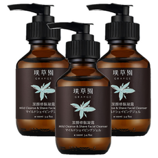 GRANGE 璞草園 潔顏修鬍凝露, 添加植物精油, 全膚質/敏感性肌膚適用, 100ml, 3瓶