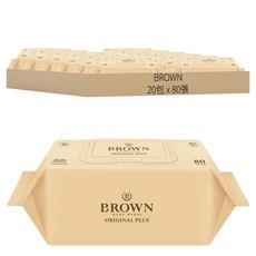 BROWN 便攜式低刺激掀蓋型濕紙巾, 80張, 20包