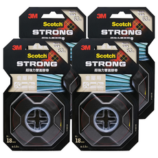 3M Scotch 超強力雙面膠帶 金屬用 V1801N 18mm x 1.5m, 紅色, 4捲