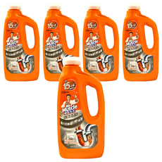 威猛先生 廚房強力疏通膠 瓦解廚房髒汙 15分鐘快速清潔, 960ml, 5瓶