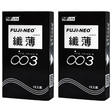 Fuji Latex 纖薄003 保險套 亮黑, 12個, 2盒