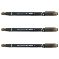 Sun-Star Rodeco 波點簽字雙頭兩用筆, 裝飾手帳小工具, 深墨黑, 3支