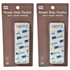 SHIMOYAMA 免鑽釘插槽式電源排插 延長線固定架 10 x 4 x 0.7cm, 2個, 白色