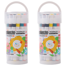 TEMPO 節奏牌 雙頭壓克力丙烯彩繪筆 軟筆頭&粗筆頭 顏色鮮豔 覆蓋力強, 2桶, 24色