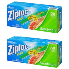 Ziploc 密保諾 三明治袋, 16.5 x 14.9cm, 50個, 2盒