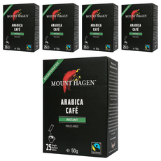 MOUNT HAGEN 公平貿易低咖啡因即溶咖啡粉，經冷凍乾燥技術處理, 2g, 25條, 5盒