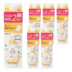 pigeon 貝親 無添加嬰兒衣物柔軟精補充盒, 1L, 6盒