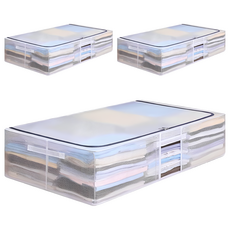 超大防水床底收納箱 PVC/合金支架 容量:約70L, 加大(80 x 47 x 18cm), 透明, 3個