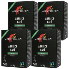 MOUNT HAGEN 公平貿易低咖啡因即溶咖啡粉，經冷凍乾燥技術處理, 2g, 25條, 4盒