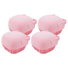 PUKU 藍色企鵝 矽膠沐浴刷, 耐熱至80°C, 80ml, 粉色, 1入, 4個