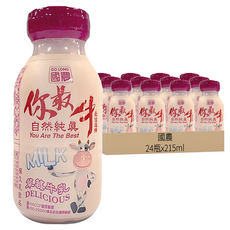國農 草莓牛乳, 24瓶, 215ml